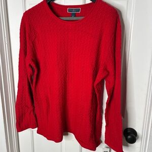 Karen Scott Textured Knit Bright Red Sweater 2X NWT